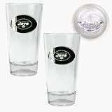 New York Jets 2 Piece Pint Ale Glass Set with Football Bottom