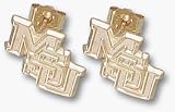 Mississippi State Bulldogs 3/8 New MSU Post Earrings - 10KT Gold Jewelry