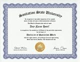 Sanitation Worker Degree: Custom Gag Diploma Doctorate Certificate (Funny Customized Joke Gift - Novelty Item)