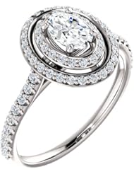 Platinum Oval Cut Diamond Double-Halo Ring -- LIFETIME WARRANTY