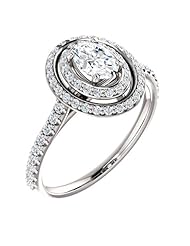 18K White Gold Oval Cut Diamond Double-Halo Ring -- LIFETIME WARRANTY
