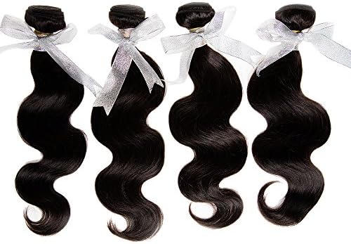 Savena Hair 6a 100% Indian Virgin Human Hair 1b Natural Color Body wave Hair Weft 4 Bundles 400g Mixed Length 24 26 28 30 Inches Hair Exyensions