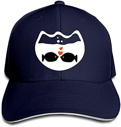 SOSOLO Fishes In Love 100% Cotton Washed Twill Street Fashion Sandwich Cap One Size With Adjustable Size