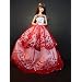 White Ball Gown with Red Sequined Lace Details Made to Fit the Barbie Doll