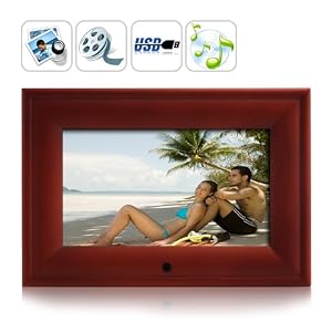 Sale - 7 Inch Wooden Digital Photo Frame And Media Player With Remote Control