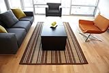 IMAGE OF Anji Mountain Bamboo Chairmat & Rug Co. 2-Foot-by-3-Foot Sisal Rug with Brown, Maroon, Navy and Natural Stripes, Brown Cotton Border