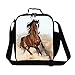 Creativebags Man and Women Lunch Bags Boxes for Outdoors Sports Leisure Life and School Children Boys Girls Polyester 3D Horse Prints