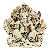 Cream and Brown Ganesh Statue on Leaves