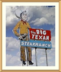 Big Texan Steakhouse Sign, Amarillo, Texas Photograph - Beautiful approx. 25"x29" Framed & Matted Photographic Print by Carol M. Highsmith