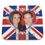 Prince William & Kate Middleton Wedding Commemorative Coaster - Heart Motif on Union Jack.