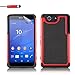 Sony Xperia Z3 Compact Case by 32nd - Shockproof Dual Defender Heavy Duty Tough Case Cover, Including Screen Protector, Cleaning Cloth and Touch Screen Stylus Pen - Red