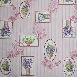 Vase & Flower in Stripe Dusty Rose Background