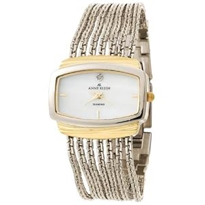 AK Anne Klein Women's Diamond Accented Two-Tone Chain Bracelet Watch