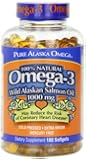 Pure Alaska Omega-3 Wild Alaskan Salmon Oil  1000mg Softgels  180-Count