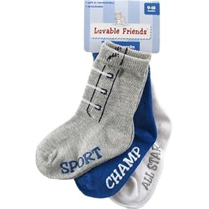 Luvable Friends 3-Pack Shoe Baby Socks (non-skid)