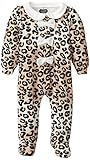 Mud Pie Baby-Girls Newborn Leopard Velour One Piece, Brown, 6-9 Months