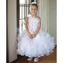 Hot Sale Angels Garment Girls 10 White Organza Ruffles Embroidered Easter Dress