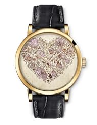SPRAWL Aanalog Fashion Series Gold Ladies Watches of Genuine Black Leather Strap,Unique Wrist Watch for Women Girls Designed with Heart made ??of flowers