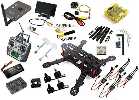FPV 5.8G TX RX Carbon Fiber Mini 250mm Quadcopter T6 Radio W/3s lipo Changer