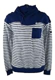 Duck & Cover Fitzroy Twilight Blue Striped Zip Neck Hooded Sweater