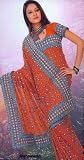 Rust and Blue Party wear contemporary georgette sari fabric / saree / wrap