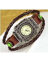 KANO BAK(TM) Fashion Weave Wrap Around Leather Retro Bracelet Woman Girl Man Relief Wrist Gift Watch