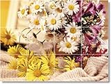 IMAGE OF Flower Picture Mural Tile F072 | 24x32 using (12) 8x8 tiles