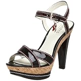 GUESS Women's Jenda Platform Sandal,Black Leather,6 M US
