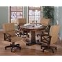 Three-in-One Solid Oak Wood Bumper Pool Table and Chairs Set
