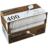 Blue Sky 400-Piece Disposable Plastic Tea Spoon Set, White