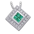 14K White Gold Emerald and Diamond Necklace