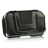Velcro High Quality Black Leather Fabric Horizontal Pouch Carry Case Flap B ....