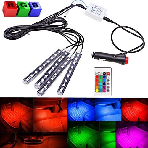 Car RGB LED Strip Light 4pcs LED Strip Lights 16 Colors Car Styling Decorative Atmosphere Lamps Car Interior Light With Remote