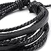 KONOV Mens Leather Rope Bracelet, Adjustable 7-9 Inch Surfer Wrap, Black