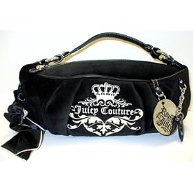 Juicy Couture Medium Fairytale Black Velour Gigi Handbag
