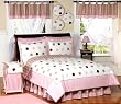 Pink and Brown Modern Polka Dots Girls Full / Queen Teen Kids Childrens 3 pc Bedding Set by JoJo