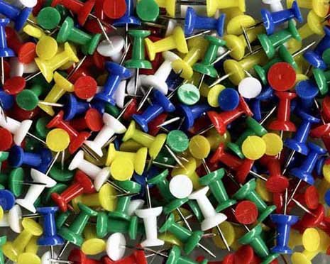 Assorted Coloured Push Pins Approx. 50pc Notice Cork Board