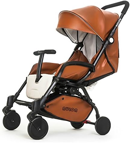 AULON Luxury Newborn Baby Foldable Anti-shock High View Carriage Infant Stroller Pushchair Pram (Brown)