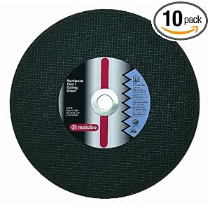 Metabo 616215000 16-Inch X 3 32-Inch X 1-Inch A24M Type 1 Wheels Chop Saws, 10-Pack by 