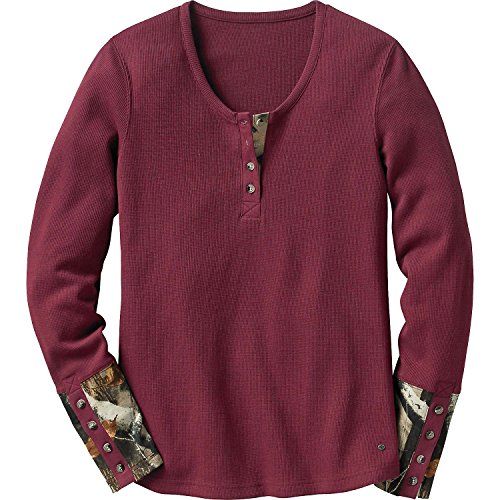 Legendary Whitetails Ladies Trophy Hunter Thermal Henley Rusty Maroon Large