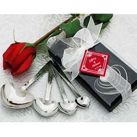 Love Beyond Measure inch Heart-Shaped Measuring Spoons in Gift Box - Baby Shower Gifts & Wedding Favors (Set of 72)