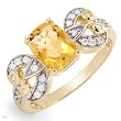 FPJ Charming Ring With 1.60ctw Precious Stones - Genuine Diamonds and Citrine in Yellow Gold - Certificate Available.