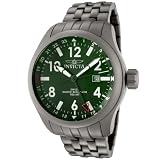 Invicta Men's 0193 Force Collection GMT Green Dial Matte Grey Stainless Steel Watch