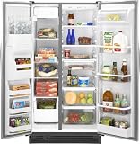 Maytag MSD2554VEQ 25.0 cu. ft. Side by Side Refrigerator with Adjustable Spill-Catcher Shelves, Humidity-Controlled FreshLock Crisper, Store-N-Door Ice Dispensing System and External Ice/Water Dispenser with Electronic Controls: Bisque (Actual Color Not Shown)