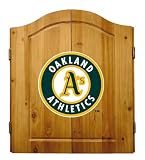 Imperial Oakland Athletics Licensed Solid Pine Cabinet and Bristle Dartboard Set