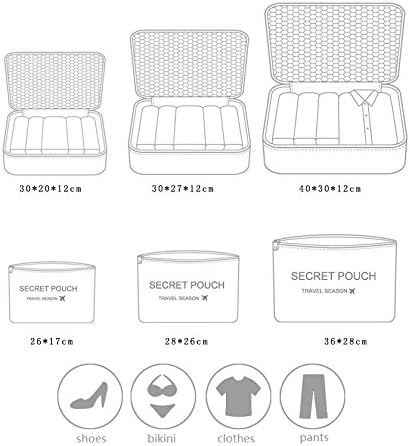 Kvisslehome 6pcs Super Value Set for Travel Packing Organizer Include 2pcs Shoes Bag