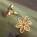 Fashion earrings 782 light brown floral design studs on gold colour metal