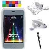 (5 in 1 Package Many Color Available) Silicone skin for m Premium Silicone Skin Case Cover with Screen Protector for iPod Touch 2 and Touch 8gb 16gb 32gb MP3 Player Courage*Wisdom Neckstrap + Car Charger + Travel Charger + Stylus for Apple ipod Touch (Ipod not included)