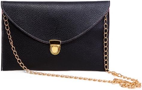 HDE Fashion Leather Envelope Clutch with Drop-in Chain Shoulder Strap