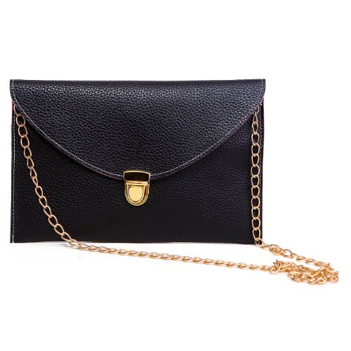 HDE Fashion Leather Envelope Clutch with Drop-in Chain Shoulder Strap